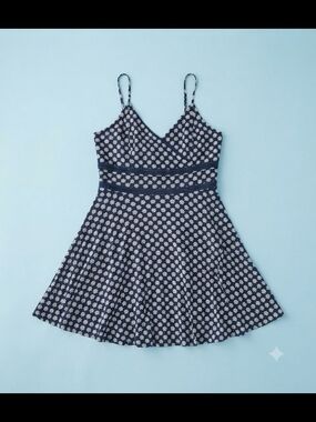 Trixxi Navy Blue Strapless Dress with White Floral Print